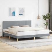 vidaXL Sängram med huvudgavel Ljusgrå 200 x 200 cm Tyg