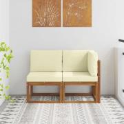 vidaXL Modulsoffa utomhus för mitten och hörn med kudde 2 Stycke