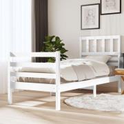 vidaXL Sängram massivt trä 75x190 cm vit