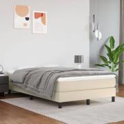 vidaXL Boxspring-sängram gräddvit 120x200 cm konstläder