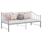 vidaXL Utdragbar sängram bäddsoffa grå metall 90x200 cm