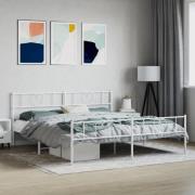 vidaXL Sängram med huvudgavel och fotgavel vit metall 180x200 cm