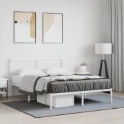 vidaXL Sängram med huvudgavel metall vit 140x200 cm