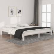 vidaXL Sängram vit massiv furu 200x200 cm