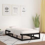 vidaXL Sängram massiv furu 75x190 cm svart