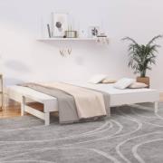 vidaXL Utdragbar dagbädd vit 2x(90x200) cm massiv furu