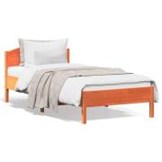 vidaXL Sängram utan madrass vaxad brun 90x200 cm massiv furu