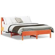 vidaXL Sängram utan madrass vaxbrun 135x190 cm massiv furu