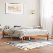 vidaXL Sängram utan madrass vaxbrun 120x200 cm massiv furu