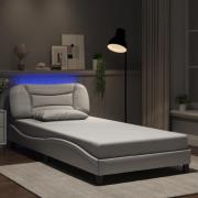vidaXL Bed Frame with LED without Mattress "Hvar" White 100x203 cm