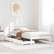 vidaXL Sängram utan madrass vit 90x200 cm massiv furu
