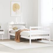 vidaXL Sängram med huvudgavel utan madrass vit 90x190 cm