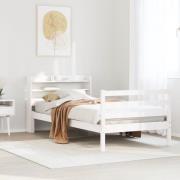 vidaXL Sängram med huvudgavel utan madrass vit 90x200 cm