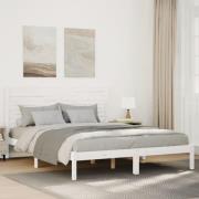 vidaXL Sängram utan madrass extra lång vit 140x210 cm massivt trä