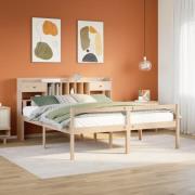 vidaXL Säng med bokhylla utan madrass 180x200cm massiv furu