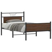 vidaXL Sängram utan madrass brun ek 107x203 cm konstruerat trä