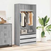 vidaXL Garderob grå sonoma 100x50x200 cm konstruerat trä