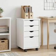 vidaXL Rullande skåp med hjul Vit 34 x 39 x 56 cm Massivt furu