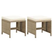 vidaXL Trädgårdsstolar 2 st med dynor konstrotting beige