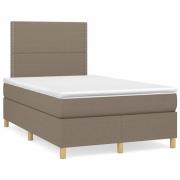vidaXL Ramsäng med madrass & LED taupe 120x190 cm tyg