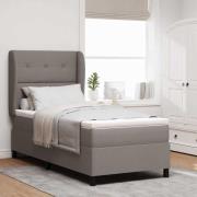 vidaXL Bäddfjäder med madrass med huvudgavel Taupe 90 x 190 cm tyg