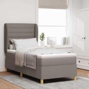 vidaXL Bäddfjäder med madrass med huvudgavel Taupe 190 x 90 cm tyg