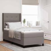 vidaXL Bäddfjäder med madrass med huvudgavel Taupe 190 x 90 cm tyg