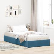 vidaXL Ottoman Sängram med lagring Mörkblå 90 x 200 cm Sammet