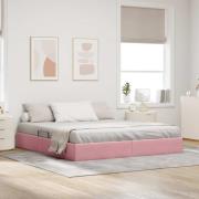 vidaXL Ottoman Sängram med lagring Rosa 160 x 200 cm Sammet