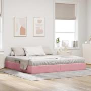 vidaXL Ottoman Sängram med lagring Rosa 200 x 200 cm Sammet