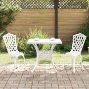 vidaXL Trädgårdsbord Set 3 pcs Vit Gjutet Aluminium