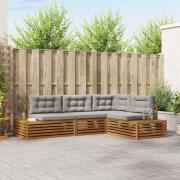 vidaXL Utomhussoffset med kudde 4 Stycke Naturlig och Ljus Grå