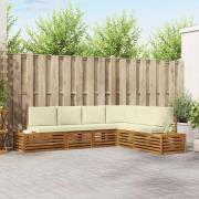 vidaXL Utomhussoffset med kudde 6 Stycke Naturlig och Grädde