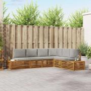 vidaXL Utomhussoffset med kudde 6 Stycke Naturlig och Ljus Grå