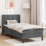 vidaXL Sängram med madrass med madrass Mörkgrå 90 x 200 cm Sammet