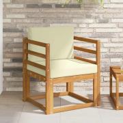 vidaXL Utomhussoffa Massivt akaciaträ och polyester Naturfärg