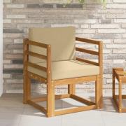 vidaXL Utomhussoffa Massivt akaciaträ och polyester Naturfärg