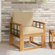 vidaXL Utomhussoffa Massivt akaciaträ och polyester Naturfärg