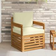 vidaXL Utomhussoffa Massivt akaciaträ och polyester Naturlig