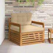 vidaXL Utomhussoffa Massivt akaciaträ och polyester Naturlig och Beige