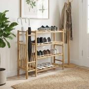 vidaXL Skoställ med hylla med lagring Naturfärg 88 x 27 x 80 cm Bambus