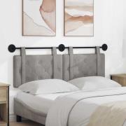 vidaXL Hängande Huvudgavel Väggmonterad Ljusgrå 130 x 55 x 5 cm Sammet