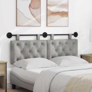 vidaXL Hängande Huvudgavel Väggmonterad Ljusgrå 130 x 55 x 7 cm Sammet