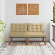 vidaXL 2 Stycke Utomhus Mellansoffa Massivt Akaciaträ och Textilene