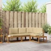 vidaXL Utomhussoffset med kudde 4 Stycke Naturlig och Beige