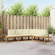 vidaXL Utomhussoffset med kudde 6 Stycke Naturlig och Grädde