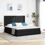 vidaXL Förvaringssäng med madrass Svart 160 x 200 cm Polyester