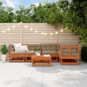 vidaXL Trädgård loungemöbler 6 pcs Vaxad brun Massiv furu