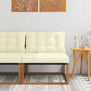 vidaXL Utomhus Mellansoffa Massivt Akaciaträ och Textilene Naturfärg