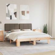 vidaXL Sängram med Klädd Huvudgavel Taupe 200 x 200 cm Massiv furu
